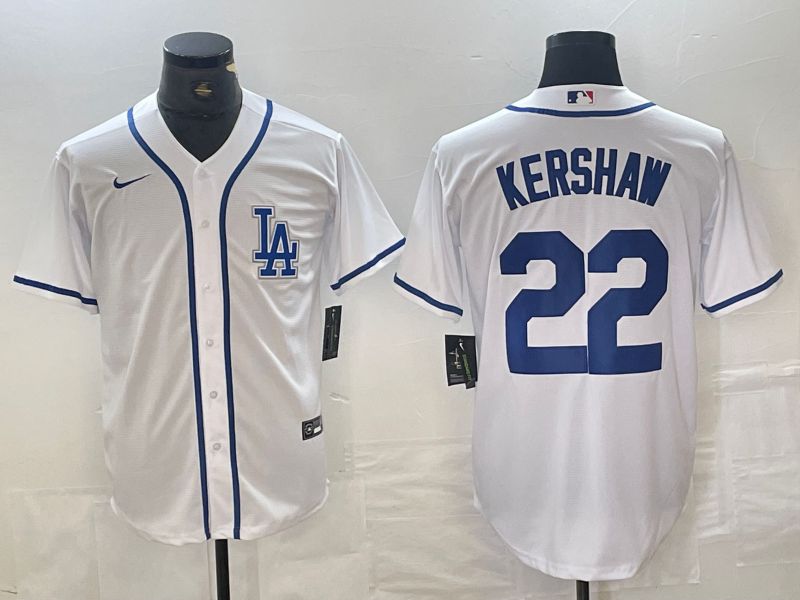 Men Los Angeles Dodgers 22 Kershaw White Second generation joint name Nike 2024 MLB Jersey style 1